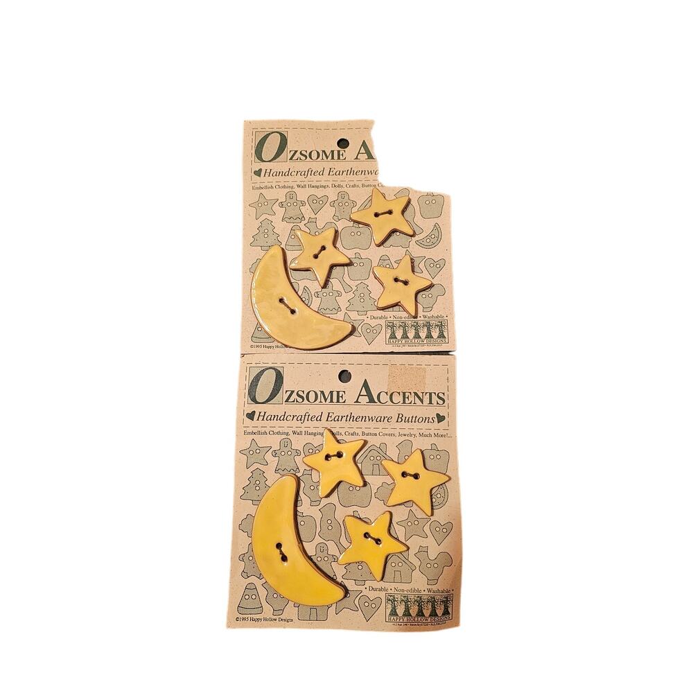 Ozsome Accents Handcrafted Earthenware Moon & Stars Earthenware Buttons‎ 2 pack